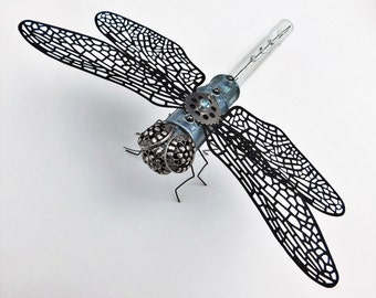 Steampunk Dragonfly Sculpture - Steampunk Sculpture - Steampunk Figurine - Steampunk Insect - Steampunk Home Decor