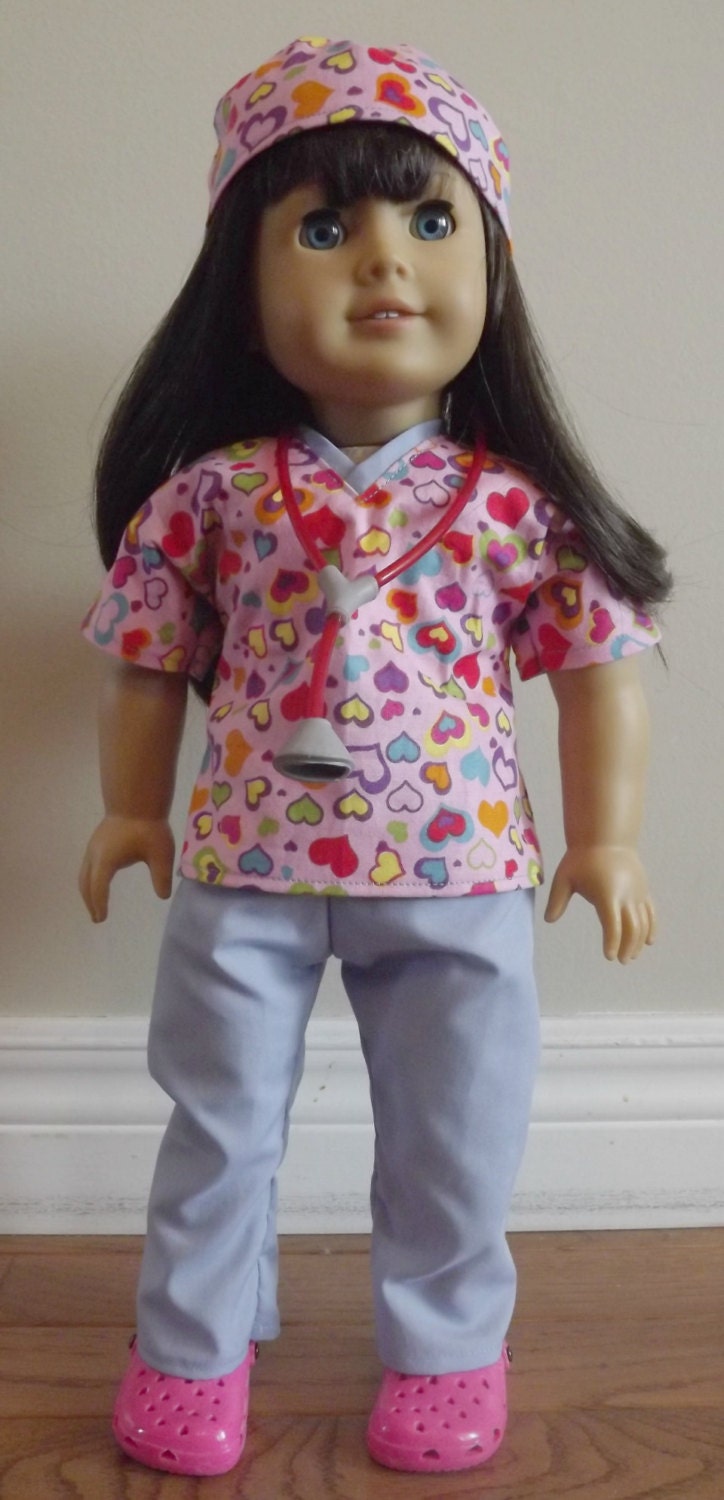 Nurse or Vet Tech scrubs for American Girl by KarasDollCloset