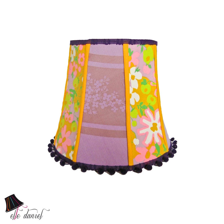 Colorful Lamp Shade with Pompoms Colorful Lamp Shades Purple