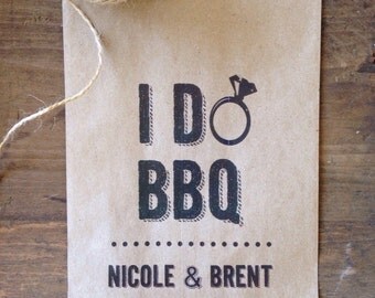 Utensil Holders For Wedding or Engagement Barbeque - I Do BBQ - Barn Wedding Favor Bags - Rustic Wedding Decor - set of 25