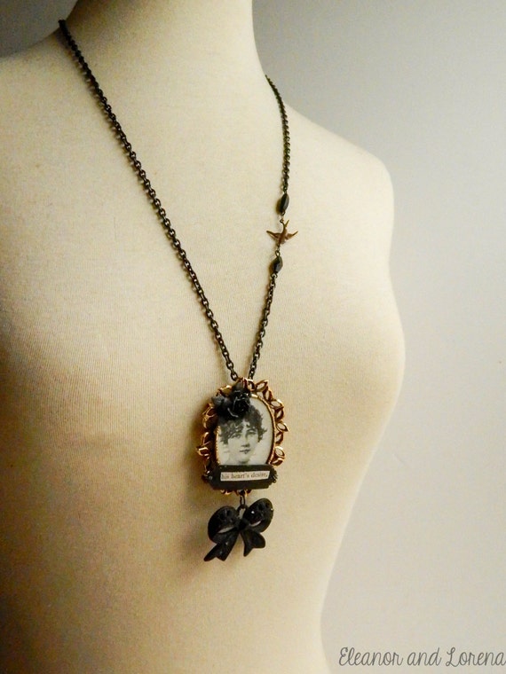 Mixed media assemblage necklace / vintage necklace / statement
