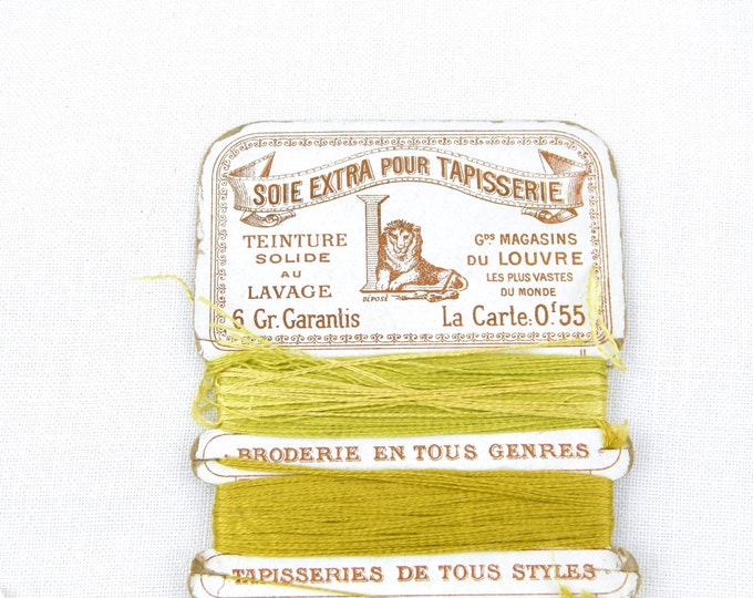 Antique French Card of 6 Shades Green Embroidery Silk Threads, Les Grands Magasin du Louvres, French Decor, Craft Supplies, Parisian Sewing Antique French Card of 6 Shades Green Embroidery Silk Threads, Les Grands Magasin du Louvres, French Decor, Craft Supplies, Parisian Sewing