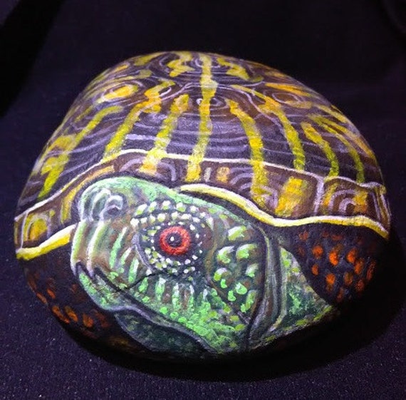 Hand Painted Turtle Stones statue/Yard art/Painted