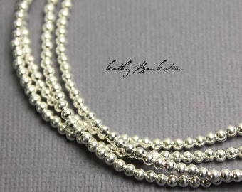 Silver Bead Necklace, Single Strand Silver Necklace, Sterling Silver 2.5mm Bead Necklace, Beaded Necklace, Layering Necklace, Kathy Bankston