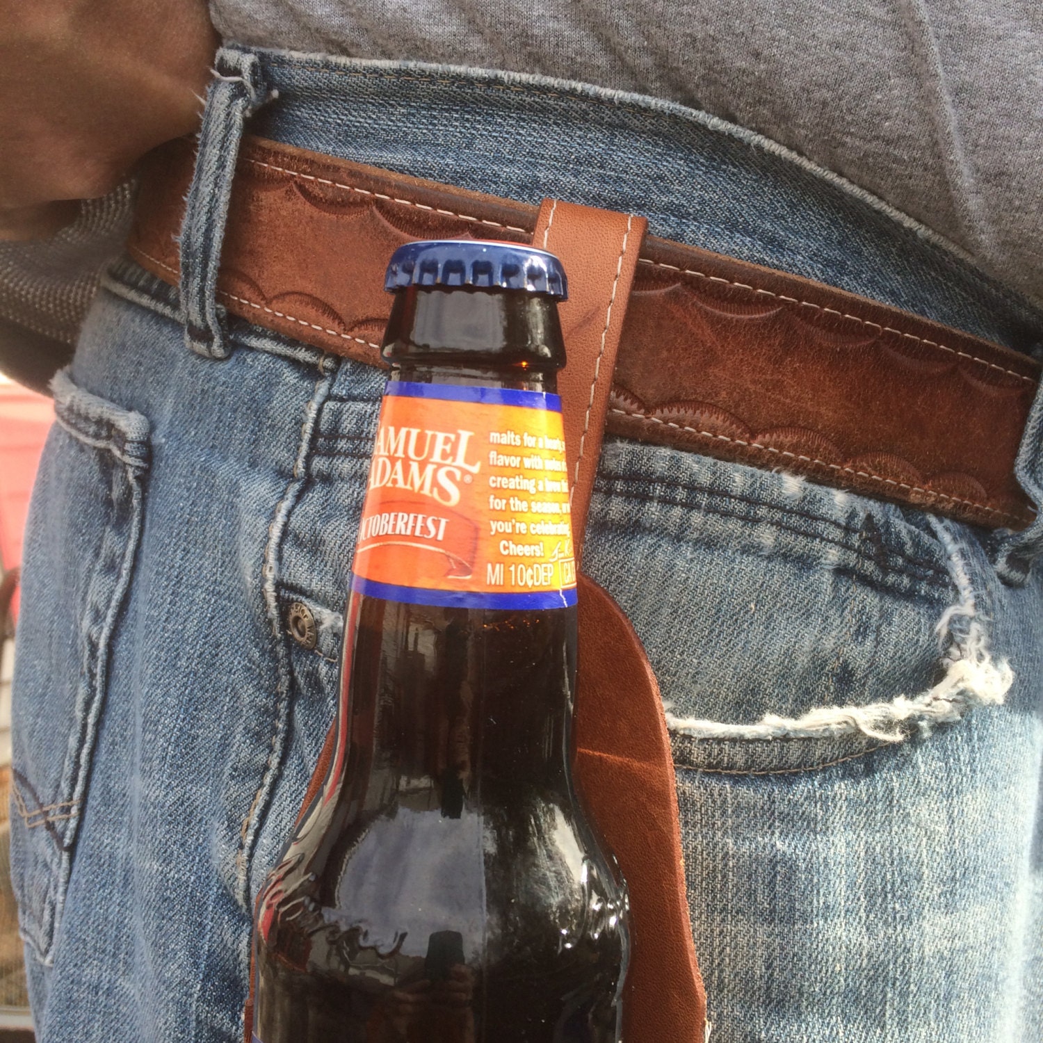 Musician gifts leather beer holster for on stage or for the