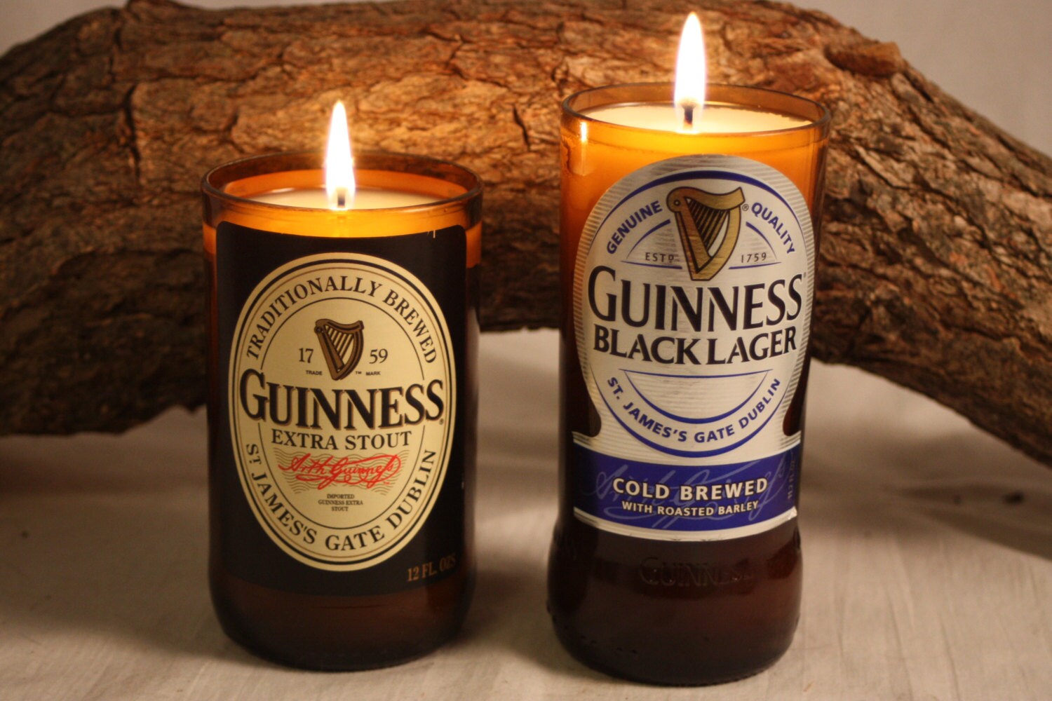 Beer Bottle Candle from Upcycled Guinness Beer Bottles High