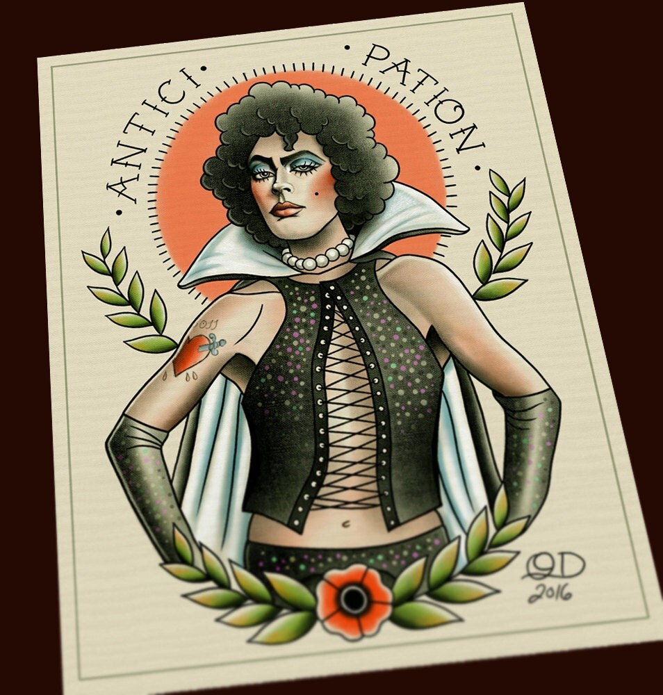 Frank N Furter Rocky Horror Tattoo Flash Art Print