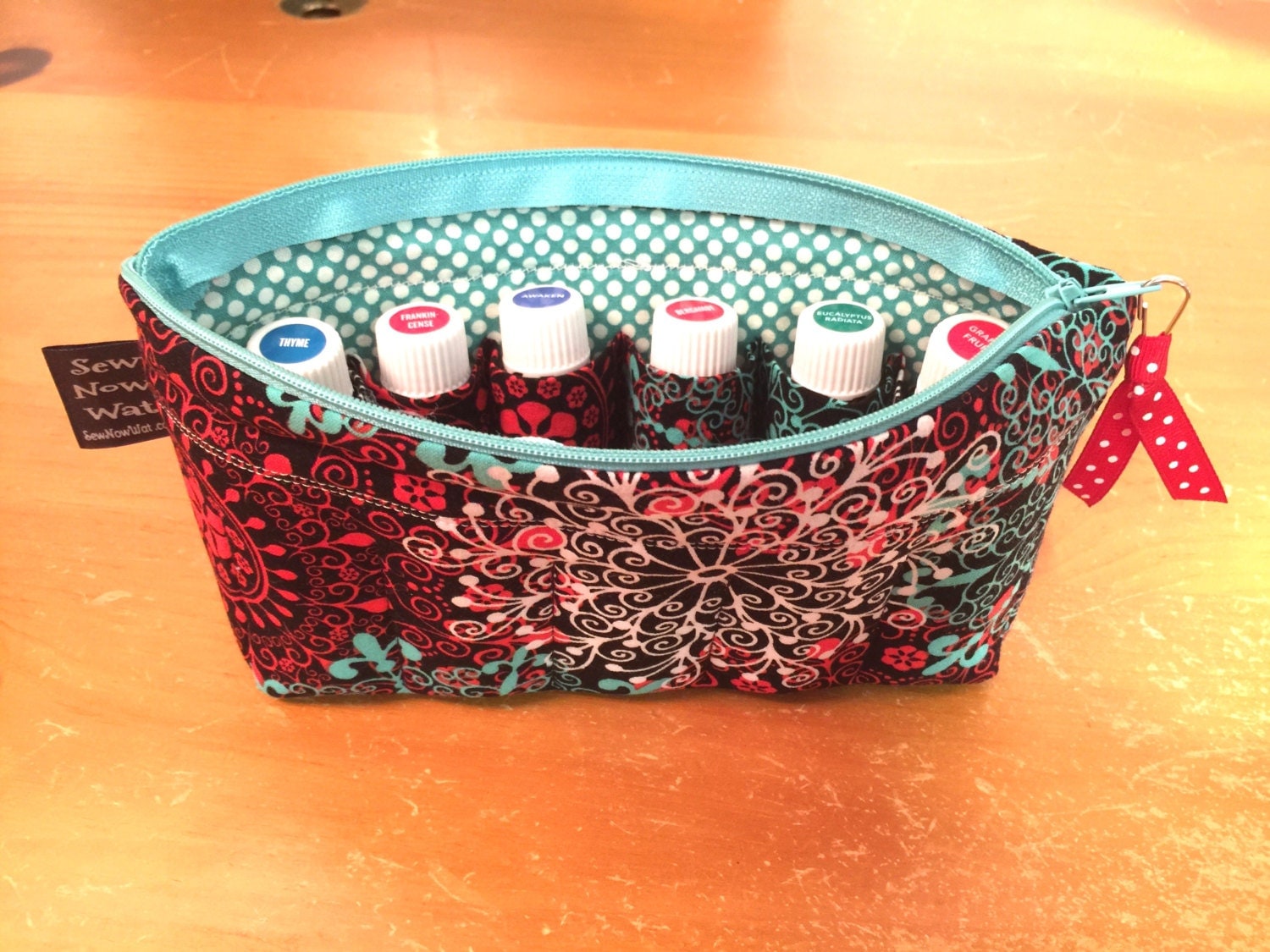 Essential Oil Case Free Shipping Medium Red and Teal