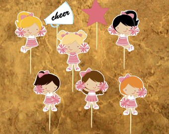 Morndew 24 PCS Glitter Cheerleader Dance Cupcake