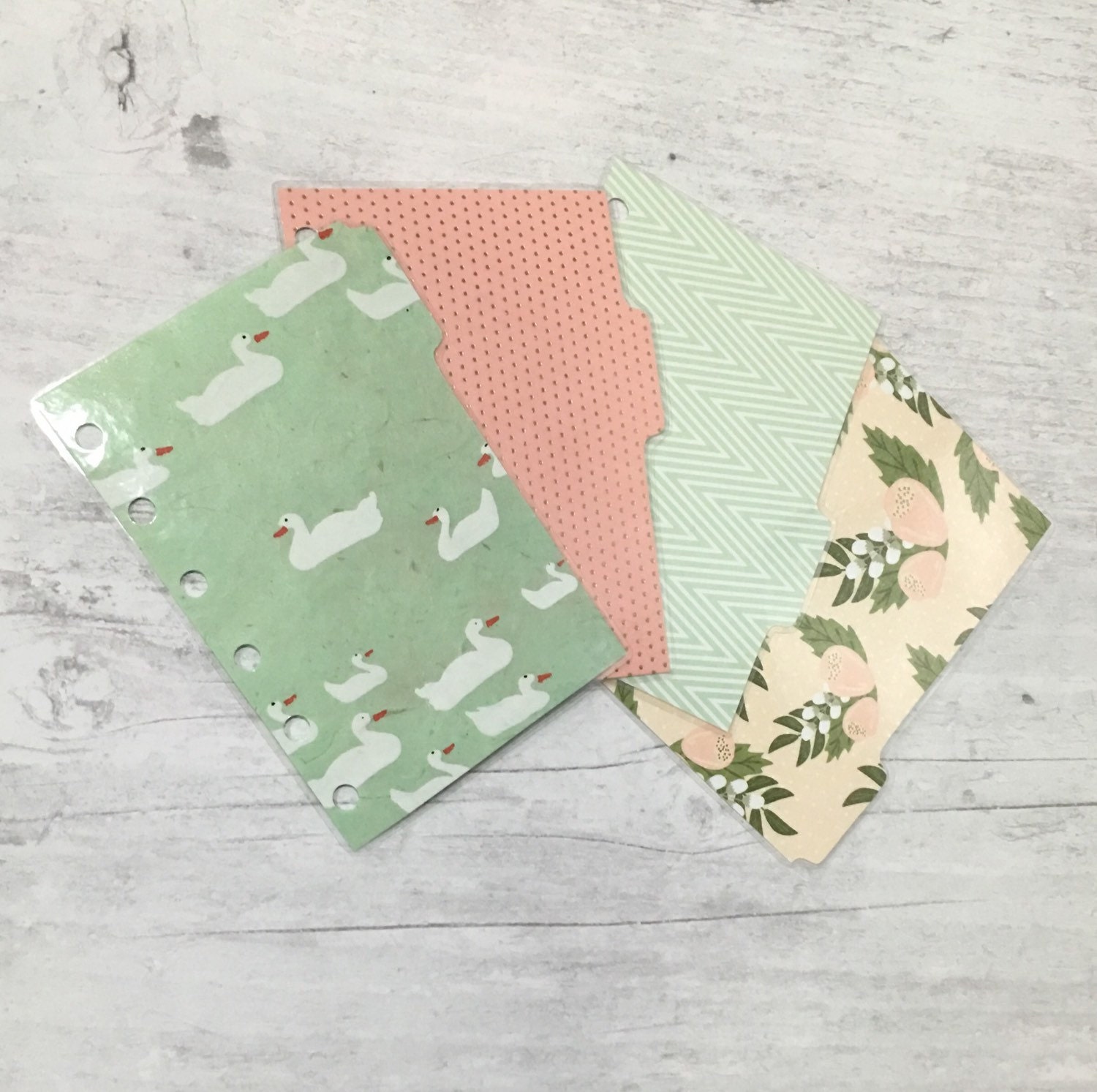 Planner Dividers Pocket Size Duck Mint Light Pink Theme