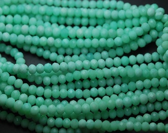 13 Inch Strand,Super Rare Finest Quality,Natural CHRYSOPRASE Faceted Rondells Size 5mm,