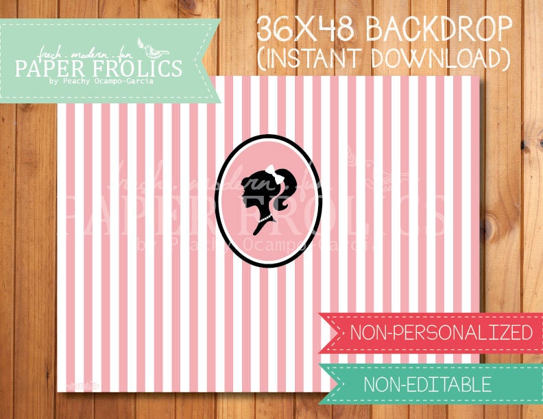 Vintage Barbie Printable Backdrop 48 x 36