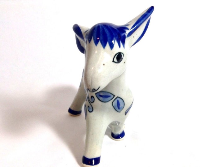 Ken Edwards, El Palomar, Tlaquepaque Figurine, Blue Donkey Figurine, Burro, Vintage Folk Art, Mexico, Gift For Her