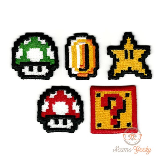 Super Mario Patch Set Mini Mushrooms Coin Star and