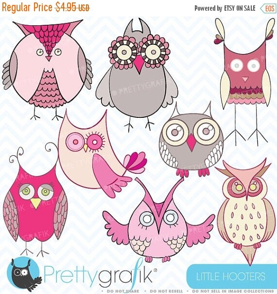 80% OFF SALE pink owl clipart commercial use, vector graphics, digital clip art, digital images - CL325 Il_570xn