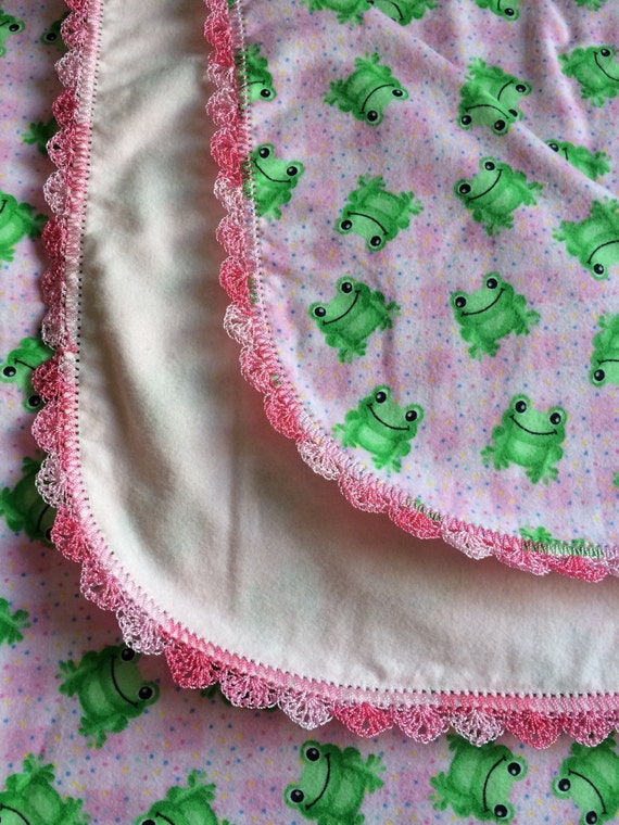 Flannel baby blanket crochet edges