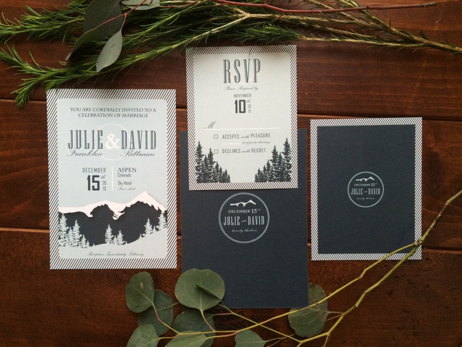 Mountain Wedding Invitation Modern Custom Design
