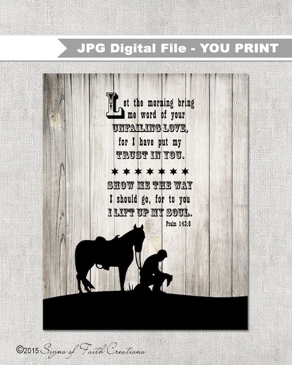 INSTANT DOWNLOAD Praying Cowboy Scripture Art PRINTABLE.