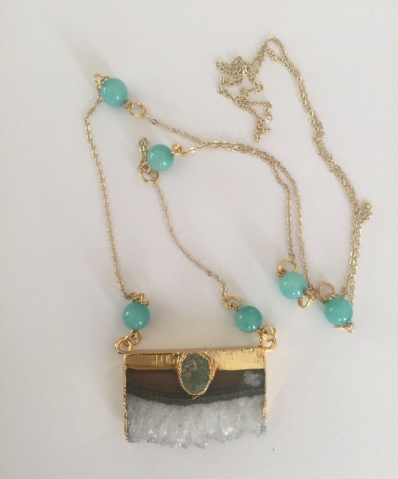 Items similar to Long chain necklace with stones on Etsy