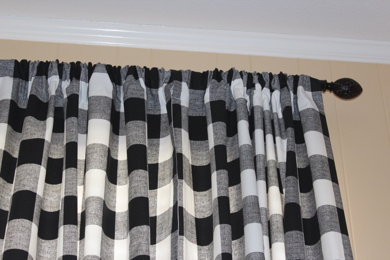 Black And White Check Curtains. 2 Panels Of By Westfrenchplace