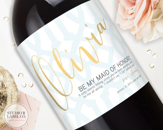 Will You Be My Bridesmaid Wine Label - Personalized Wine Label Stickers