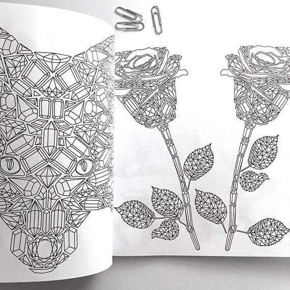 BleuWaveImages - Gemstones Coloring Book, Adult Coloring Book, Gems