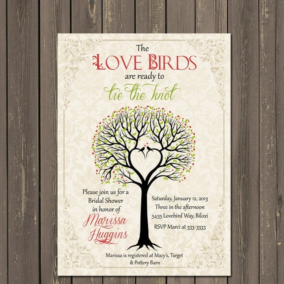 Bird Bridal Shower Invitation, Love birds Bridal Shower invitation, Rustic Tree Bridal Shower invite, Bird Theme Bridal Shower Il_570xn