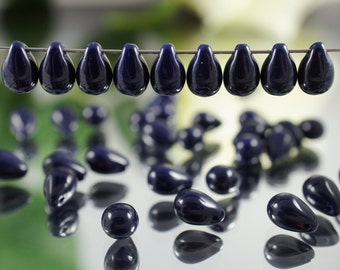 30pcs Czech Glass Beads Teardrop 6x9mm Dark Royal Blue (TD006)