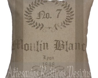 Grain Sack Pillow Linen-Cotton Blend French Grain Sack Throw Pillow Cover Euro Sham