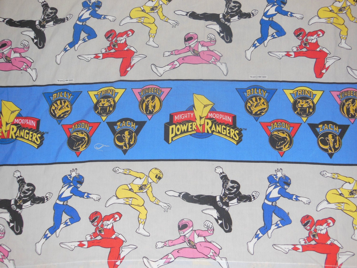 Power Rangers Vintage Flat Fabric Bed Sheet by TreasureTimeCapsule