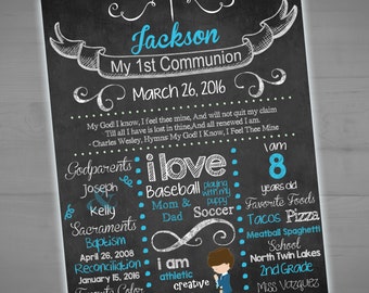 First Communion Chalkboard Sign - Holy Communion - Religious Milestone Sign -Photo Prop - Printable - 8x10 - 16 x 20