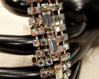 Pretty Vintage AB Rhinestone and Baguette Bracelet