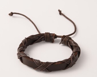 Leather Bracelet, brown Leather Bracelet, Unisex Leather Bracelet, Multi strand leather bracelet