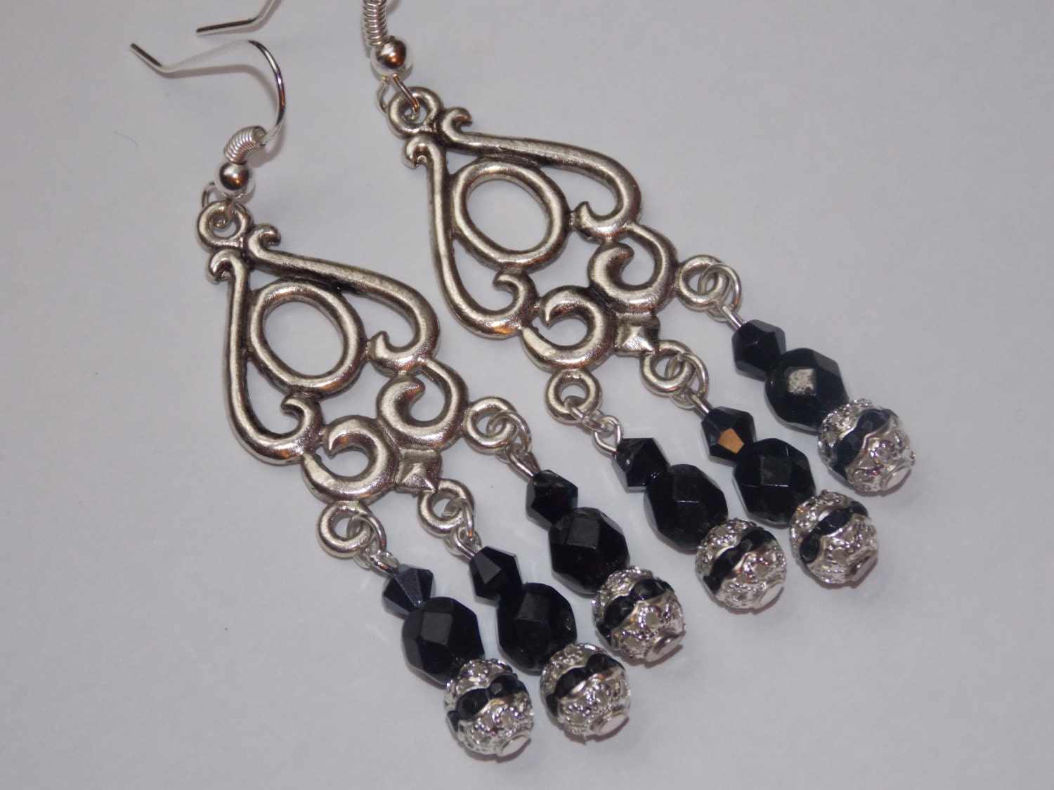 Black Crystal Chandelier Earrings by EriniJewel on Etsy