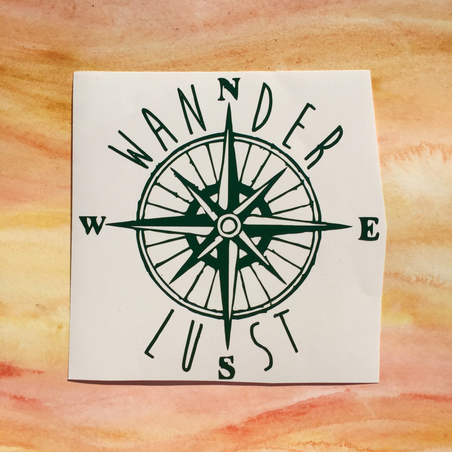 Wanderlust traveler compass map vinyl decal north east south