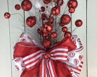 Christmas Tree Topper, Tree Topper, Bow Tree Topper, Christmas Topper, Classic Christmas Tree Topper, Red and Green Tree topper