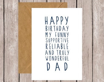 Funny Dad Birthday Card. Happy Birthday Dad thanks for living