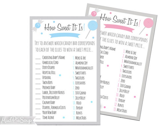 Printable Baby Shower Candy Bar Game How Sweet It Is / Pink