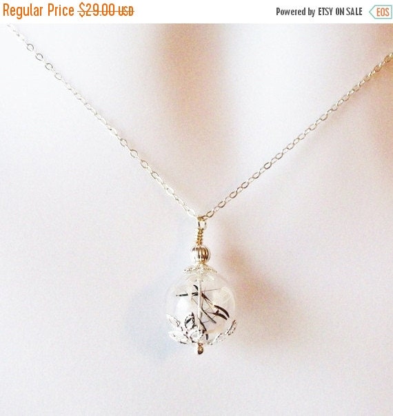 SALE Dandelion Necklace Wish Necklace Silver by WanderingDandelion