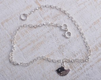Silver bird ankle bracelet sterling silver 925 little bird charm chain ankle bracelet anklet