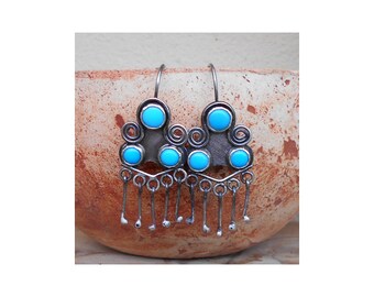 Sterling Silver Earrings, Copy of Pueblo earrings, Turquoise earrings, 925 silver earrings