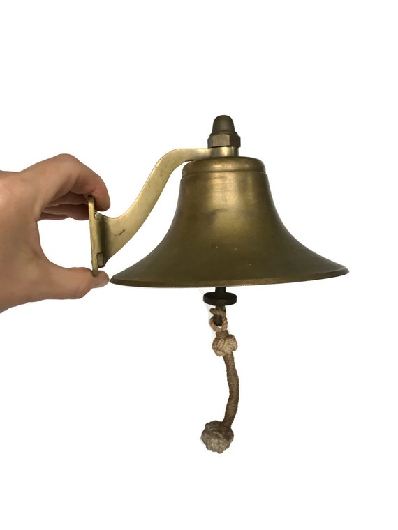 Vintage brass dinner bell wall mounted rustic farmhouse decor