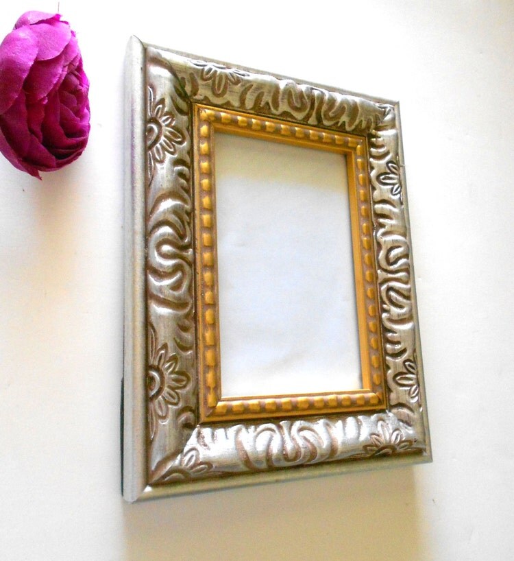 4 x 6 Photo Ornate Silver Frame Wall Hanging by GoldLeafGirl