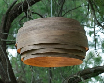 Modern Light, Pendant light, "Light Cloud" Black walnut, Wood Veneer lamp