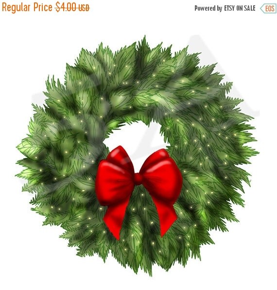 50% OFF SALE Christmas Wreath Clipart Clip art Wreath by I365Art