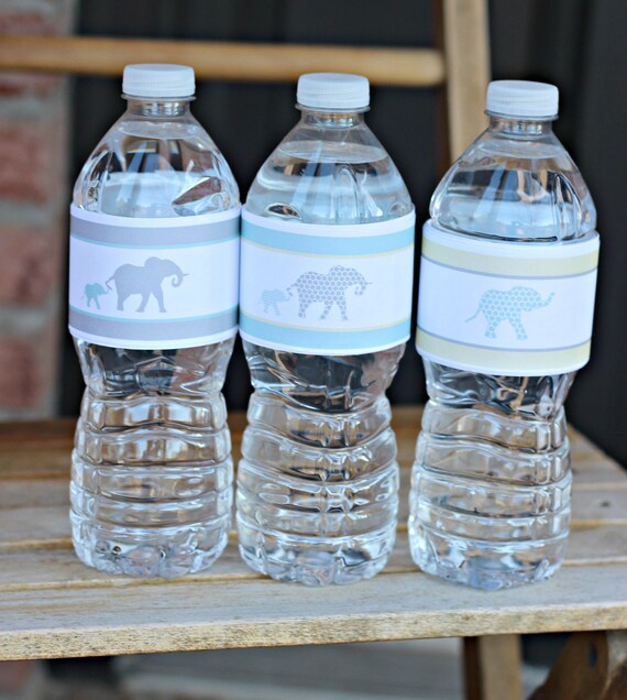 Elephant Baby Shower Water Bottle Labels. Set of 20