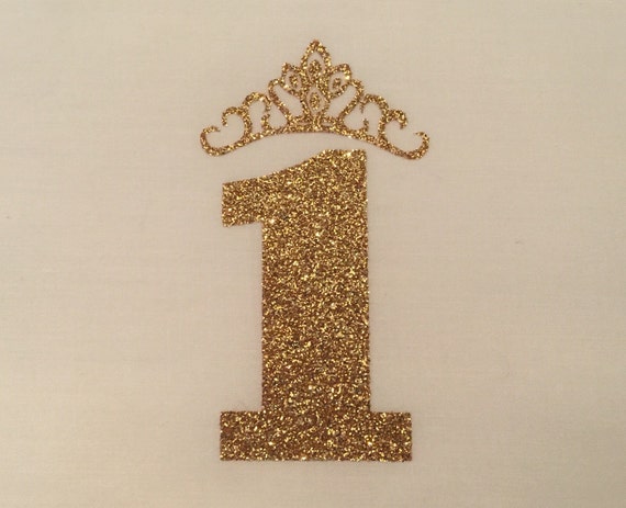 birthday number gold glitter crown iron on one by twobabymonkeys