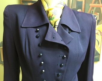 Amazing Vintage 1940s Double Breasted Fitted Jacket - Small