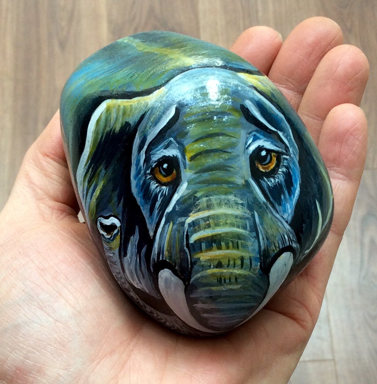 Elephant pebble stone rock art by Cobblecreatures on Etsy