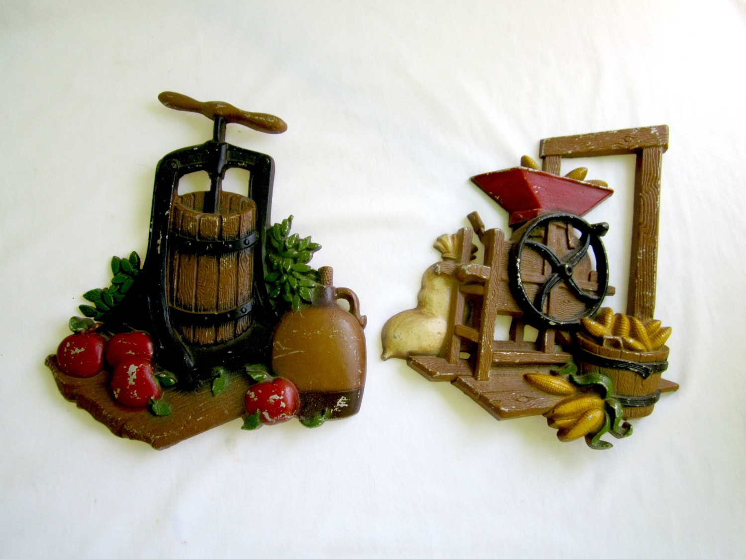 Homco Metal Country Kitchen Wall Art Cottage Chic Plaques Farm